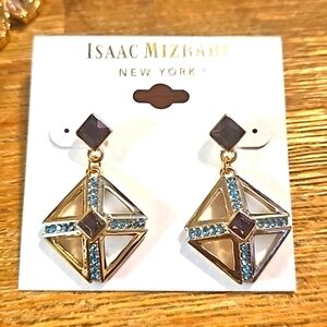 NWT Isaac Mizrahi NY Diamond Dome Shaped Rhinestone Post Earrings